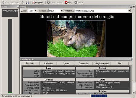 schermata dell'encoder di Windows Media